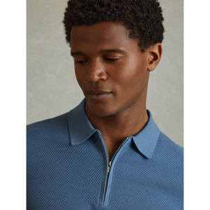 REISS IVOR Textured Half Zip Polo Shirt